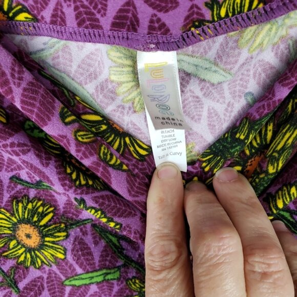 LulaRoe Purple Sunflower Leggings - Picture 5 of 7